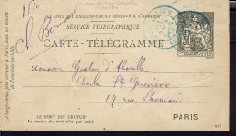 Carte Pneumatique 30 C. Type Chaplain. Oblitération De Paris. Rue Du Vieux-Colombier 13 Novembre 1898. - Pneumatische Post