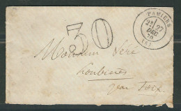 FRANCE 1870 Marque Postale Taxée De Pamiers Pour Roubières - 1870 Emission De Bordeaux