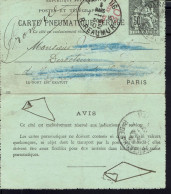Carte Pneumatique 50 C. Chaplain, Taxe Réduite 30 C. Oblitération De Paris 116. Rue Réaumur 5 Mars 1902 Soir. - Pneumatische Post