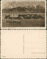 Chiemsee Chiemsee, Schiff Dampfer Passiert Herreninsel, Alpen Fernansicht 1920 - Chiemgauer Alpen