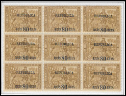 1911 MNH** BLOCK OF 9 Portugal AZORES Açores 4º Centenário Caminho P/ India OVP "Republica"  Erro Variedade Deslocado - Nuevos