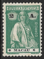 Macao Macau – 1913 Ceres Type 2 Avos Pontinhado Espesso Paper Mint Stamp - Ongebruikt