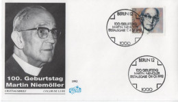 Germany Deutschland 1992 FDC 100. Geburtstag Martin Niemöller, German Theologian And Lutheran Pastor, Canceled In Berlin - 1991-2000