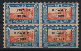 WALLIS ET FUTUNA - 1930-38 - N°YT. 53 - Case De Chef 45c - Bloc De 4 - Neuf Luxe ** / MNH / Postfrisch - Unused Stamps