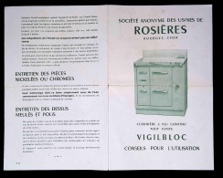 Publicité, Rosières, Bourges, Vigilbloc, Cuisinière, 6 Pages,  Frais Fr 2.45 E - Pubblicitari