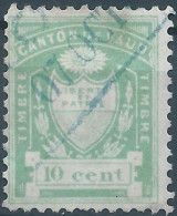 Svizzera-Switzerland-Schweiz-Suisse,Revenue Stamp Canton De Vaud,10cent,Obliterated,watermark! - Steuermarken