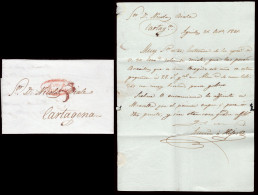 Murcia - Prefilatelia - Lorca PE 6 - 1841 - Carta Fechada "Águilas" A Cartagena - ...-1850 Prefilatelia