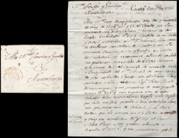 Murcia - Prefilatelia - Cartagena PE 12R - 1786 - Carta A Alemania + Porteo "36" - ...-1850 Prefilatelia