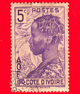 COSTA D'AVORIO - AOF - Usato - 1936 - Donna Baoule - Caffè - 5 - Oblitérés