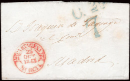 Murcia - Prefilatelia - Cartagena PE 16R - 1843 - Carta A Madrid + Porteo "7" - ...-1850 Prefilatelia