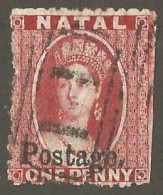 Natal 1869. 1d Bright Red, Ovpt Postage. SACC 39, SG 39. - Natal (1857-1909)