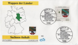 Germany Deutschland 1994 FDC Wappen Der Lander, Sachsen-Anhalt, Canceled In Berlin - 1991-2000