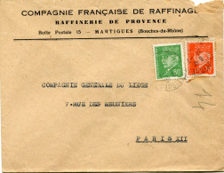 FRANCE LETTRE DEPART MARTIGUES 24-7-43 Bches DU RHONE POUR LA FRANCE - 1941-42 Pétain
