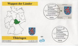 Germany Deutschland 1994 FDC Wappen Der Lander, Thuringen, Canceled In Berlin - 1991-2000