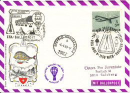 Austria Balloon Cover With A Lot Of Cancels And Postmarks 1968 - Globos