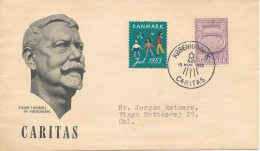 Denmark Cover CARITAS Einar Holböll In Memoriam Special Cachet And Postmark Copenhagen Caritas 13-11-1953 - Cartas & Documentos