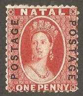 Natal 1869. 1d Bright Red, Ovpt Black. SACC 65*, SG 60*. - Natal (1857-1909)