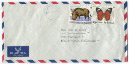 Cover Burundi 1986 Warthog WWF Overprint Butterfly - Cartas & Documentos