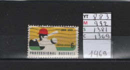 PRIX FIXE  Obl 883 YT 992 MIC 1381 SCO 1369 GIB Base-ball Professionnel 1969 Etats Unis  58A/13 - Oblitérés