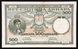 Jugoslavia Yugoslavia 500  DINARA 1935 Pick#32  LOTTO 644 - Jugoslawien