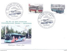 2017. Transnistria, 50y Of First Trolleybus Line In Tiraspol, FDC, Mint/** - Moldawien (Moldau)