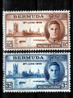 Bermuda 1946 ⁕ KGVI. Victory George VI. ⁕ 2v MNH - Bermudes