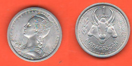 Madagascar 1 Franc 1958 African States Aluminum Coin C 2 - Madagascar