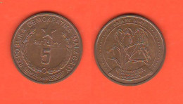 Madagascar 5 Ariary 1992 African State Steel + Copper Coin C 2 - Madagaskar