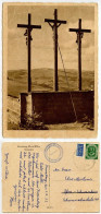 Germany, West 1952 Postcard Kreuzberg (Rhön) 932 M - Golgatha (Crucifixes); Blue Flea Tax Stamp - Kreuzberg