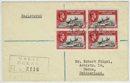 Gilberte & Ellice Islands 1951, Brief Einschreiben Tarawa - Melbourne - Bern (Schweiz), Mehrfachfrankatur - Gilbert & Ellice Islands (...-1979)