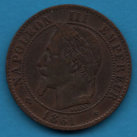FRANCE 2 CENTIMES 1861 BB F# 108A, Gad# 104, KM# 796 Napoléon III - 2 Centimes