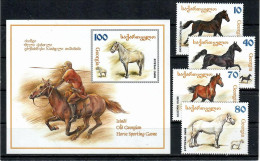 Georgia 1998 . Horses . 4v.+ S/S . Michel # 275-78 + Bl 16 - Georgia