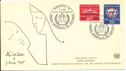 Switzerland UN Overprinted Stamps FDC World Refugee Year 7-4-1960 - Vluchtelingen