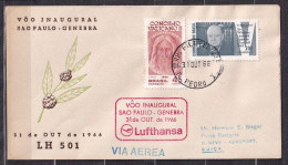 BRASIL. 1966/Sao Paulo,  Voo Inaugural Saopaulo-Genebra/philatelic Envelope. - Cartas & Documentos