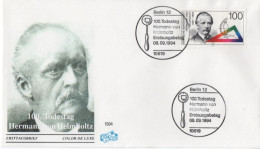 Germany Deutschland 1994 FDC Hermann Von Helmholtz, German Physicist Physics Physician, Canceled In Berlin - 1991-2000