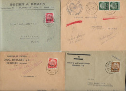 LOT DE 4 LETTRES 1940-41 -AFFRANCHISSEMENTS TIMBRES ALLEMAND  SURCHARGES ELSAS - Briefe U. Dokumente