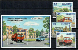 Georgia 1999 . Lorries From The Kutaisi Car Plant . 4v.+ S/S . Michel # 320-23 + Bl. 19 - Georgien