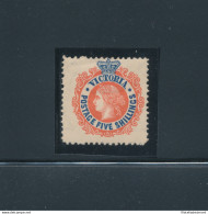 1867-81 Victoria - Australia - 5 Scellini Blu Scuro E Rosso - Stanley Gibbons N. 148 - MH* - Altri & Non Classificati