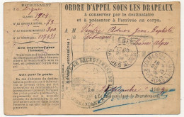 2 CPA - Ordre D'Appel Sous Les Drapeaux 1909 Et 1913 - Cachets Divers - Autres & Non Classés