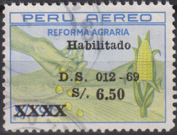 1969 Peru Aereo ° Mi:PE 713, Sn:PE C233, Yt:PE PA235, Agrarian Reform Overprints, Sowing Hand, Corn - Pérou