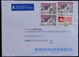 Echallens 23.11.2023 -  90 Sion 2006 - Used Stamps On Priority  Letter To Italy - Brieven En Documenten