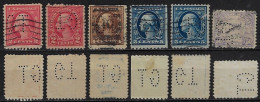 USA United States 1914/1954 6 Stamp With Perfin GT By Guaranty Trust Company From New York Lochung Perfore - Perfin