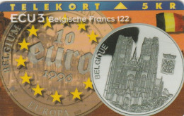 Denmark, P 100,  ECU-Belgium,  Mint, Only 1000 Issued, Coins, Flag, 2 Scans. - Denemarken