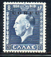 CORFU' 1941  SOPRASTAMPATO  DI GRECIA OVERPRINTED GREECE RE GIORGIO EFFIGIE DRACMA 8d MNH FIRMATO SIGNED - Korfu