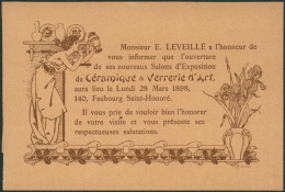 France - INVITATION (art Déco) - Expositions De Monsieur E. Leveillé Céramiques & Verreries (Paris) / Dessin Signé. - Tickets - Vouchers