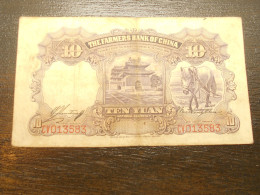 Ancien Billet De Banque Chinois Chine  The Farmer's Bank Of China 10 Yuan 1935 - Chine