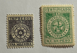 1898-1899.- FILIPINAS CORREO INSURRECTO. Edifil Nº 1 Y 3. Nuevos Sin Fijasellos - Philippinen