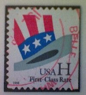 United States, Scott #3268, Used(o),1998, Uncle Sam Hat, (33¢), Black, Red, White, And Blue - Used Stamps