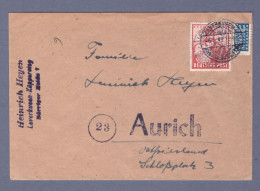 Bizone Brief - Leverkusen Schlebusch 6.5.49 --> Aurich (Ostfriesland) (HTTNGR-026) - Cartas & Documentos