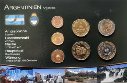Argentina 1,5,10,25,50 Centavos; 1, 2 Pesos 2000-2011, Set 7, Unc Sealed - Argentine